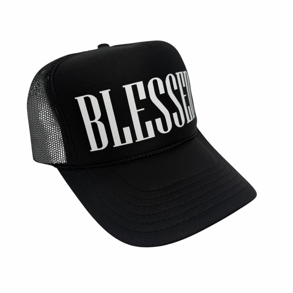 NEW VINTAGE STYLE BLESSED BLESSINGS BLESS BLACK TRUCKER HAT CAP ADULT TRENDY